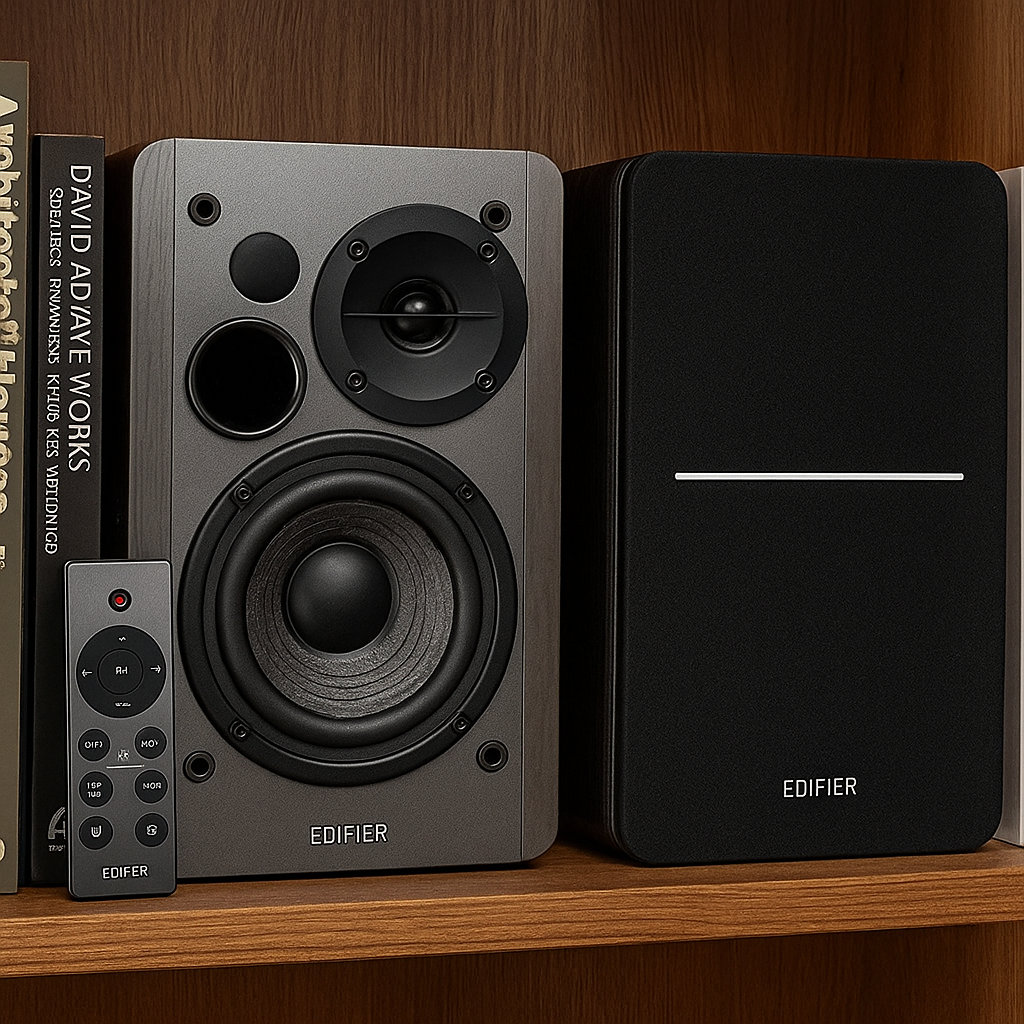 R1280Dbs Active Bluetooth Bookshelf Speakers - Optical Input - 2.0 Wireless Studio Monitor Speaker - 42W RMS with Subwoofer Line Out - Black
