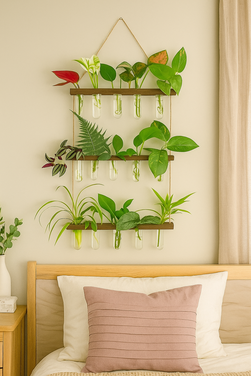 Ivolador Hanging Plant Propagation Tubes,3 Tiered Wall Hanging Terrarium Flower Planter Vase for Hydroponic Plants Cutting Home Office Garden Decor Plant Lover Gift