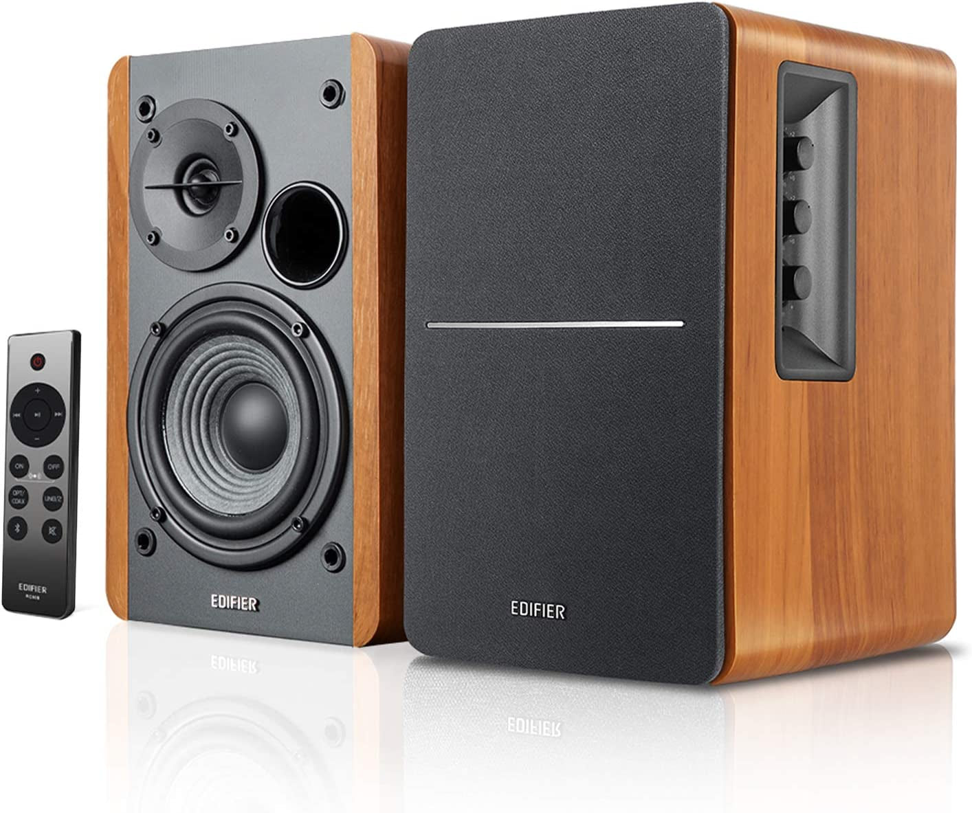R1280Dbs Active Bluetooth Bookshelf Speakers - Optical Input - 2.0 Wireless Studio Monitor Speaker - 42W RMS with Subwoofer Line Out - Black