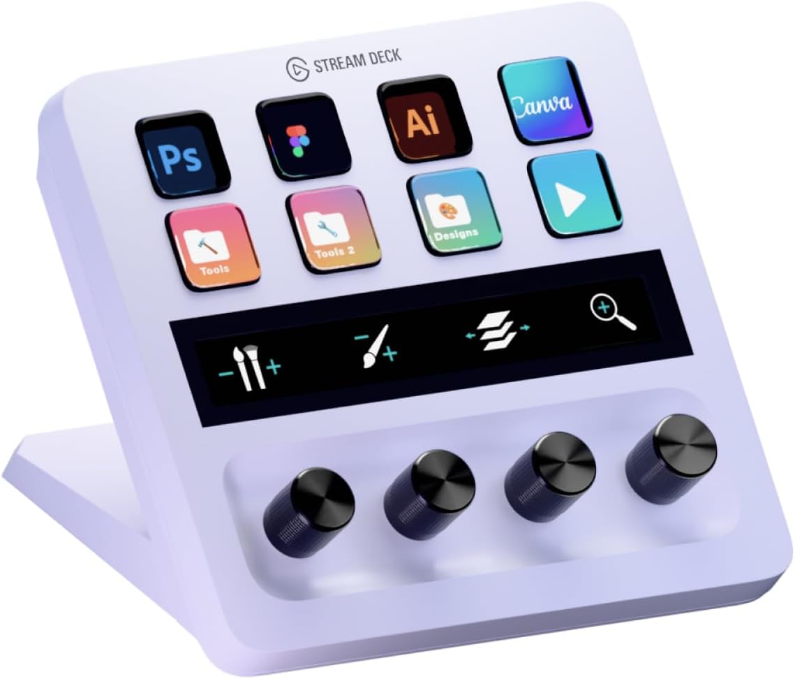 Stream Deck +, Audio Mixer, Production Console and Studio Controller for Content Creators, Streaming, Gaming, with Customizable Touch Strip Dials and LCD Keys, Works with Mac and PC