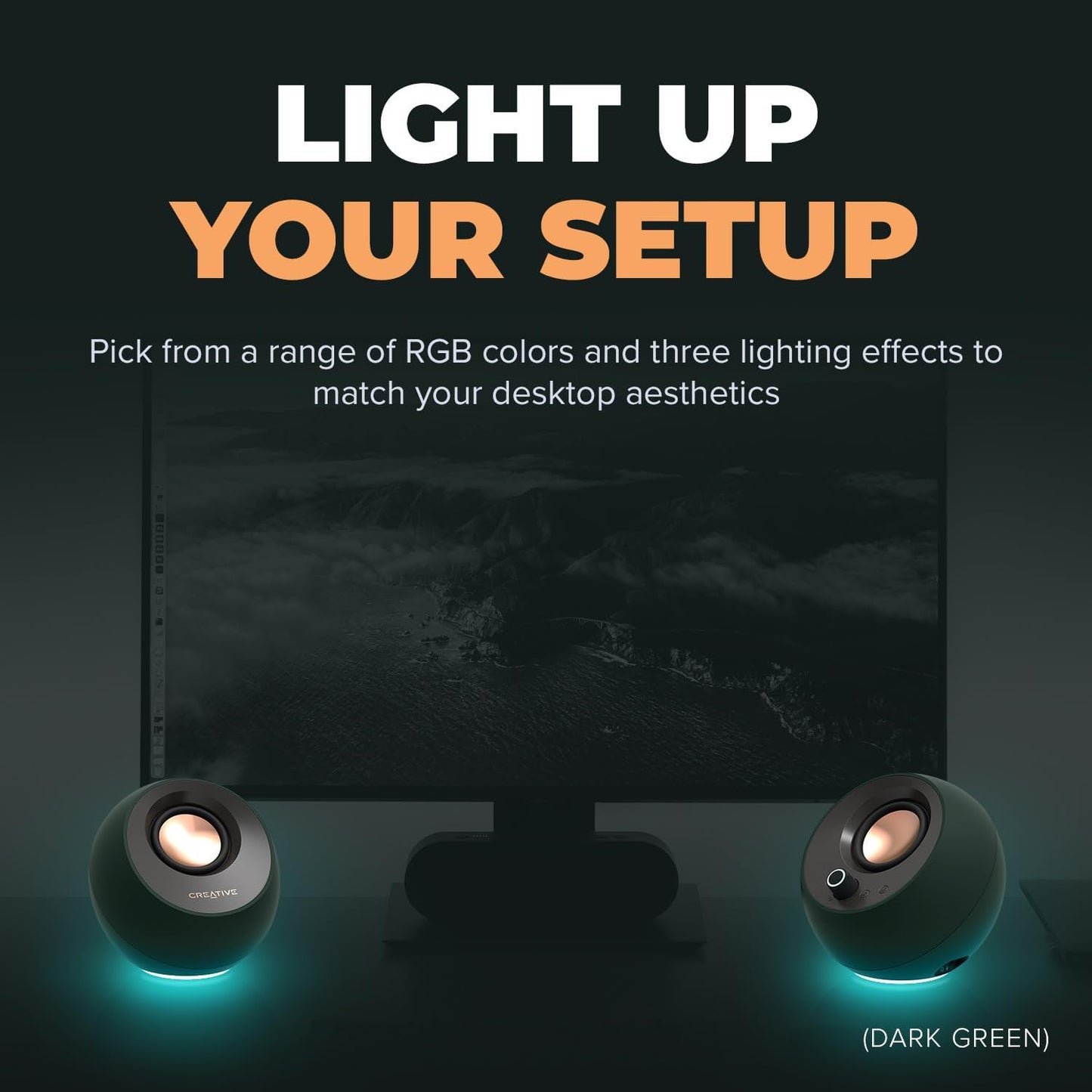 Pebble Pro Minimalist 2.0 USB-C Computer Speakers with Bluetooth 5.3 and Customizable RGB Lighting, Clear Dialog and Bassflex Tech, USB Audio, Headset Port, for PC and Mac (White)
