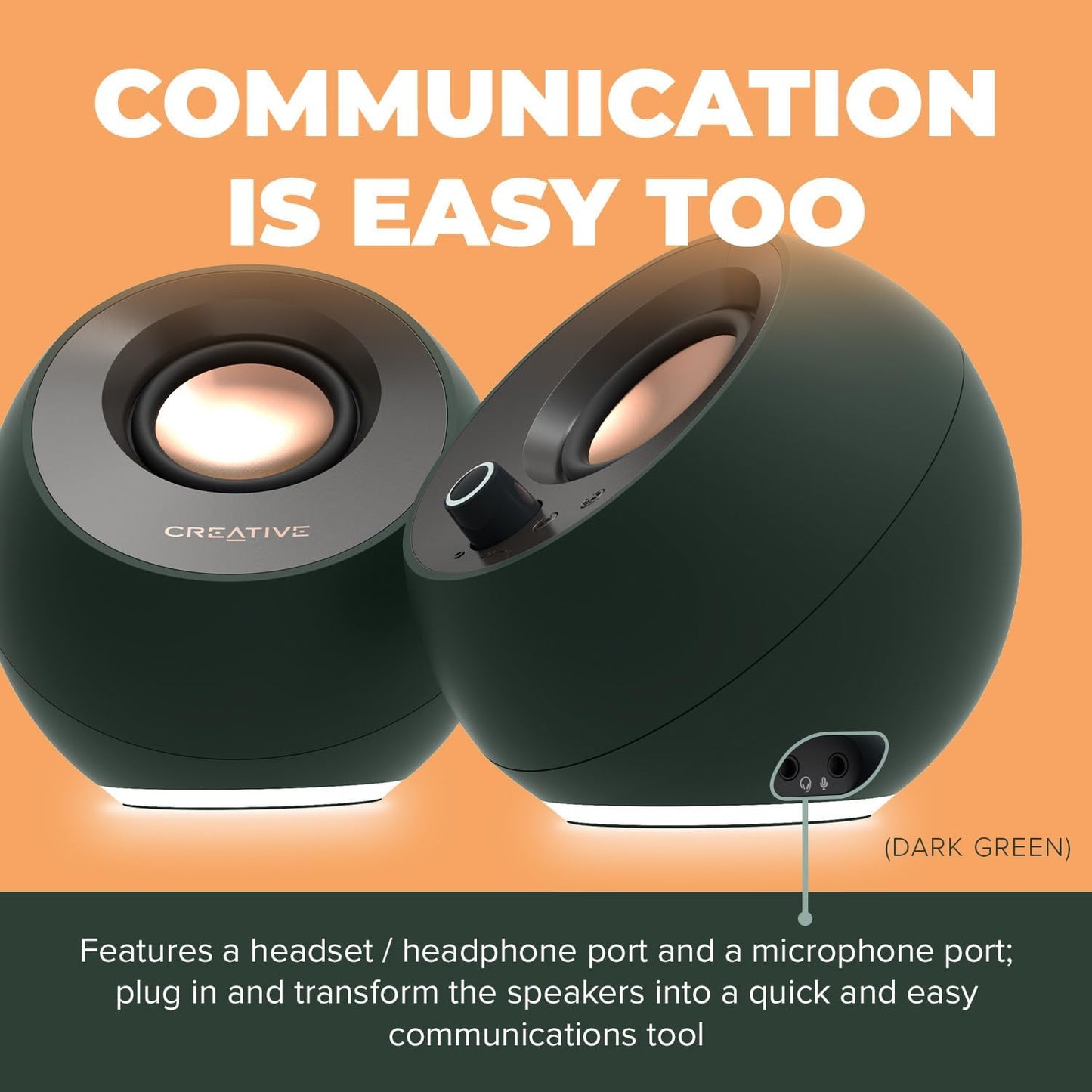 Pebble Pro Minimalist 2.0 USB-C Computer Speakers with Bluetooth 5.3 and Customizable RGB Lighting, Clear Dialog and Bassflex Tech, USB Audio, Headset Port, for PC and Mac (White)