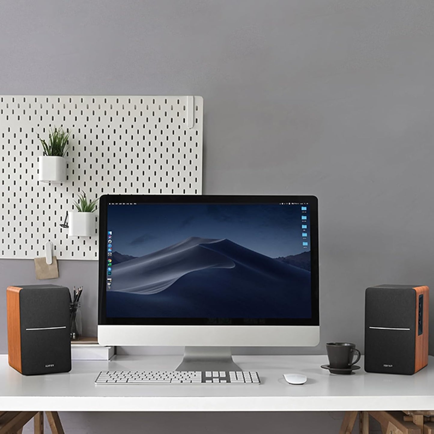 R1280DB Powered Bluetooth Bookshelf Speakers - Optical Input - Wireless Studio Monitors - 4 Inch near Field Speaker - 42W RMS - Wood Grain