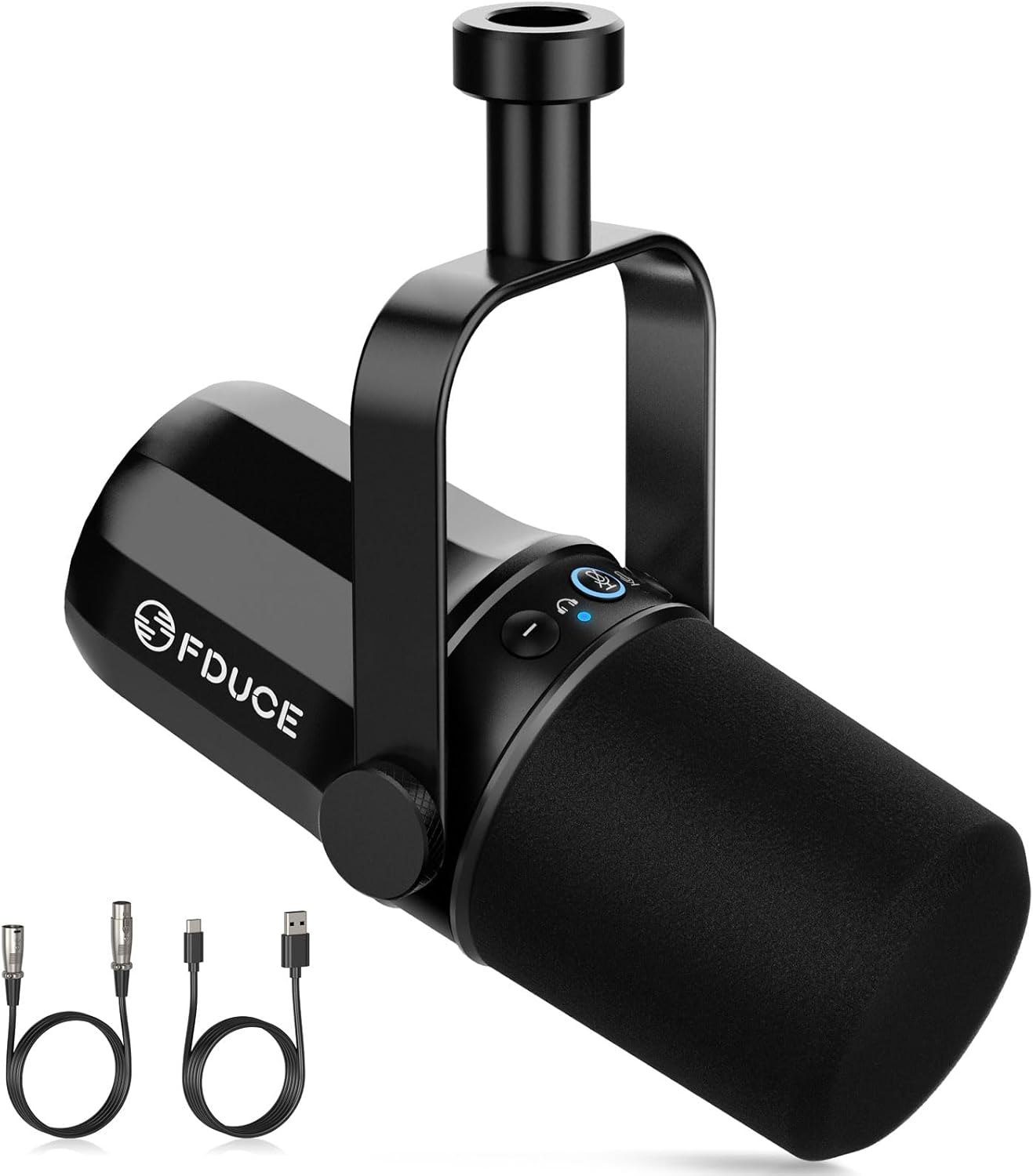 Dynamic Microphone, XLR/USB Podcast Recording PC Microphone for Vocal Voice-Over Streaming, Studio Metal Mic with Mute, Headphone Jack, Monitoring Volume Control, with Boom Arm (SL40+)