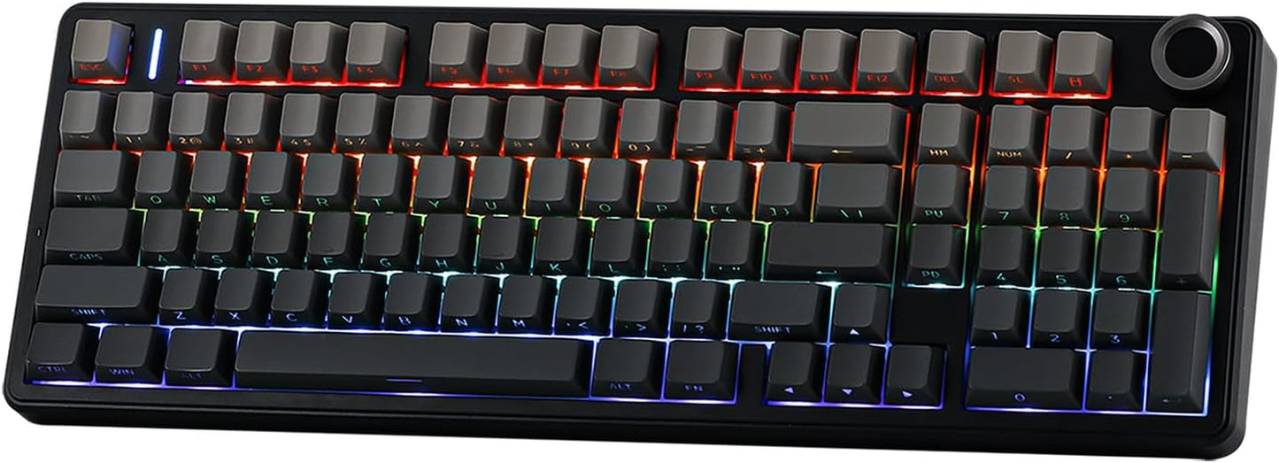 Aula F99 PRO 96% Mechanical Gaming Keyboard, Bt5.0/Usb-C/2.4Ghz Wireless, Hot Swappable Gasket Custom Keyboard with 8000Mah Battery, Rotary Knob, RGB Backlit for Win/Mac (Grey)