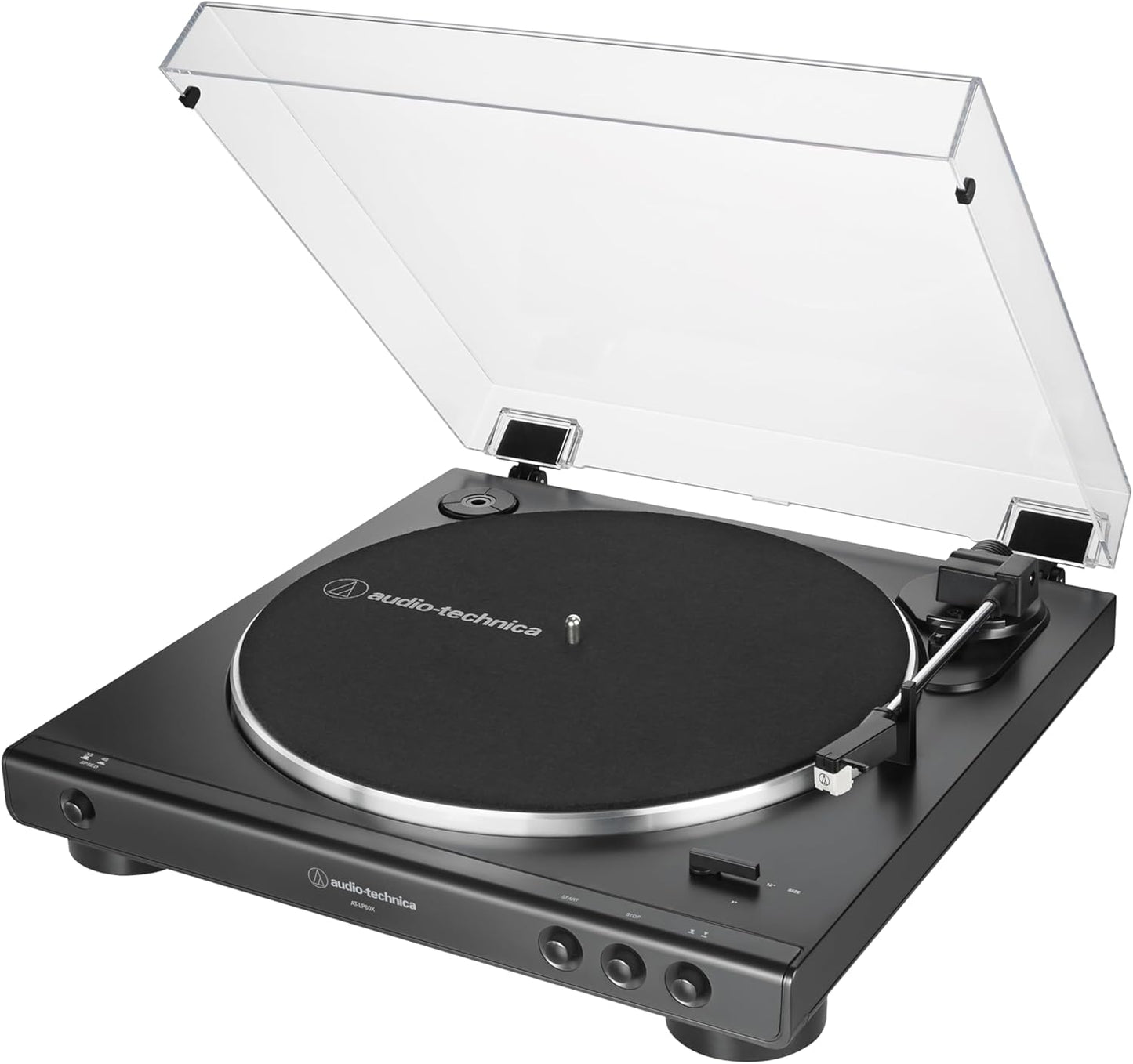 AT-LP60X-BK Fully Automatic Belt-Drive Stereo Turntable, Black, Hi-Fidelity, Plays 33 -1/3 and 45 RPM Vinyl Records, Dust Cover, Anti-Resonance, Die-Cast Aluminum Platter