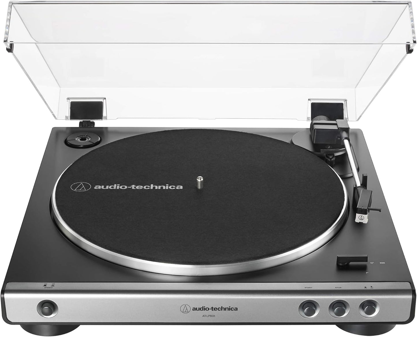 AT-LP60X-BK Fully Automatic Belt-Drive Stereo Turntable, Black, Hi-Fidelity, Plays 33 -1/3 and 45 RPM Vinyl Records, Dust Cover, Anti-Resonance, Die-Cast Aluminum Platter