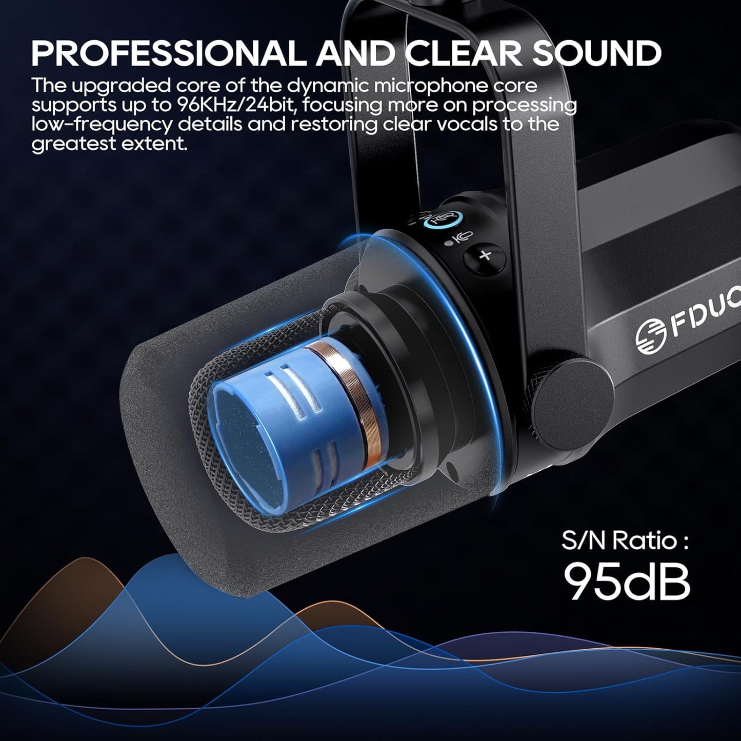 Dynamic Microphone, XLR/USB Podcast Recording PC Microphone for Vocal Voice-Over Streaming, Studio Metal Mic with Mute, Headphone Jack, Monitoring Volume Control, with Boom Arm (SL40+)