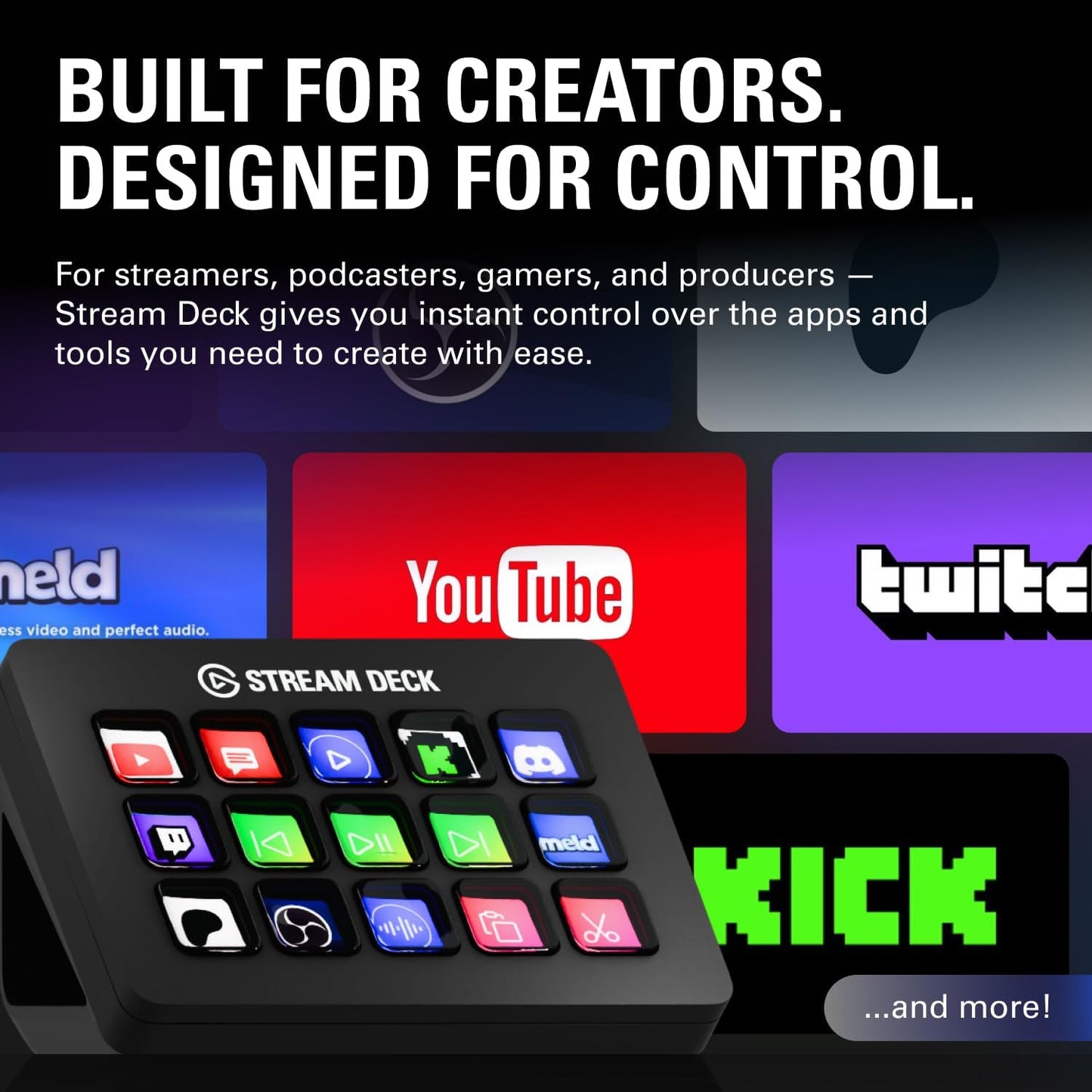 Stream Deck MK.2 – Studio Controller, 15 Macro Keys, Trigger Actions in Apps and Software like OBS, Twitch, Youtube and More, Works with Mac and PC
