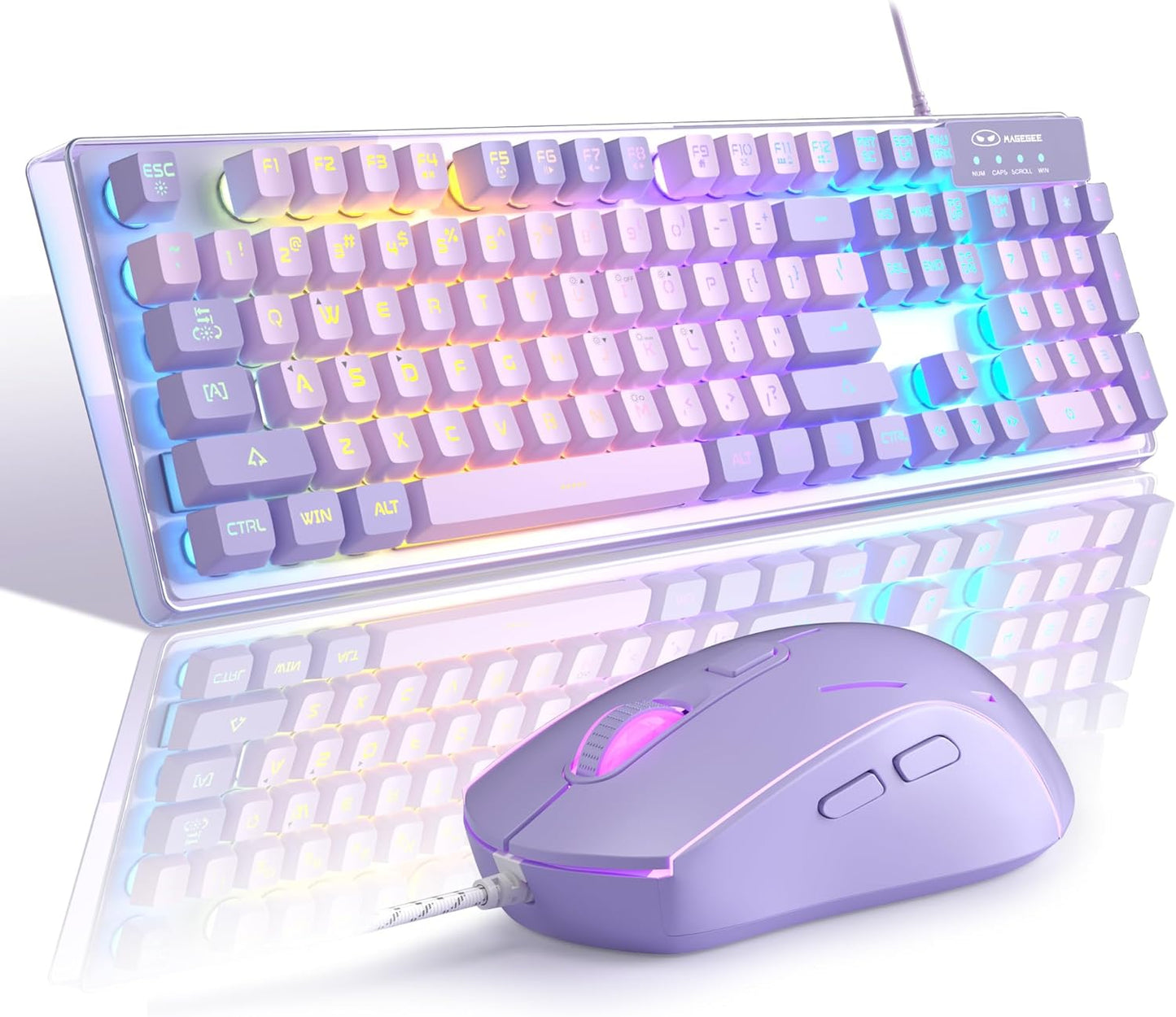 Gaming Keyboard and Mouse Combo, K1 RGB LED Backlit Keyboard with 104 Key Computer PC Gaming Keyboard for Pc/Laptop(White)
