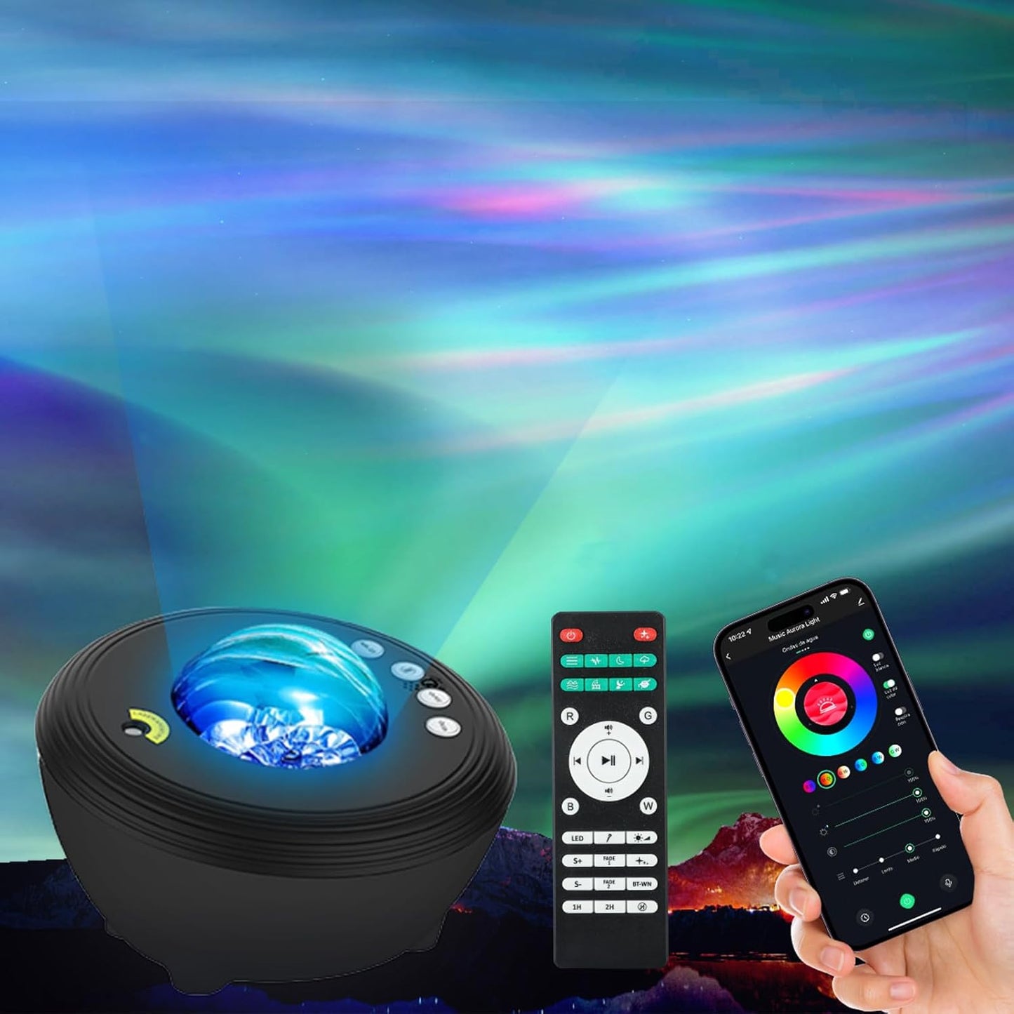 Galaxy Projector Star Lights Projector for Bedroom with 33 Lighting, Aurora Projector with Bluetooth 5.0 Speaker, Smart APP, 8 White Noises Night Light with IR Remote, Timer for Kids Adults
