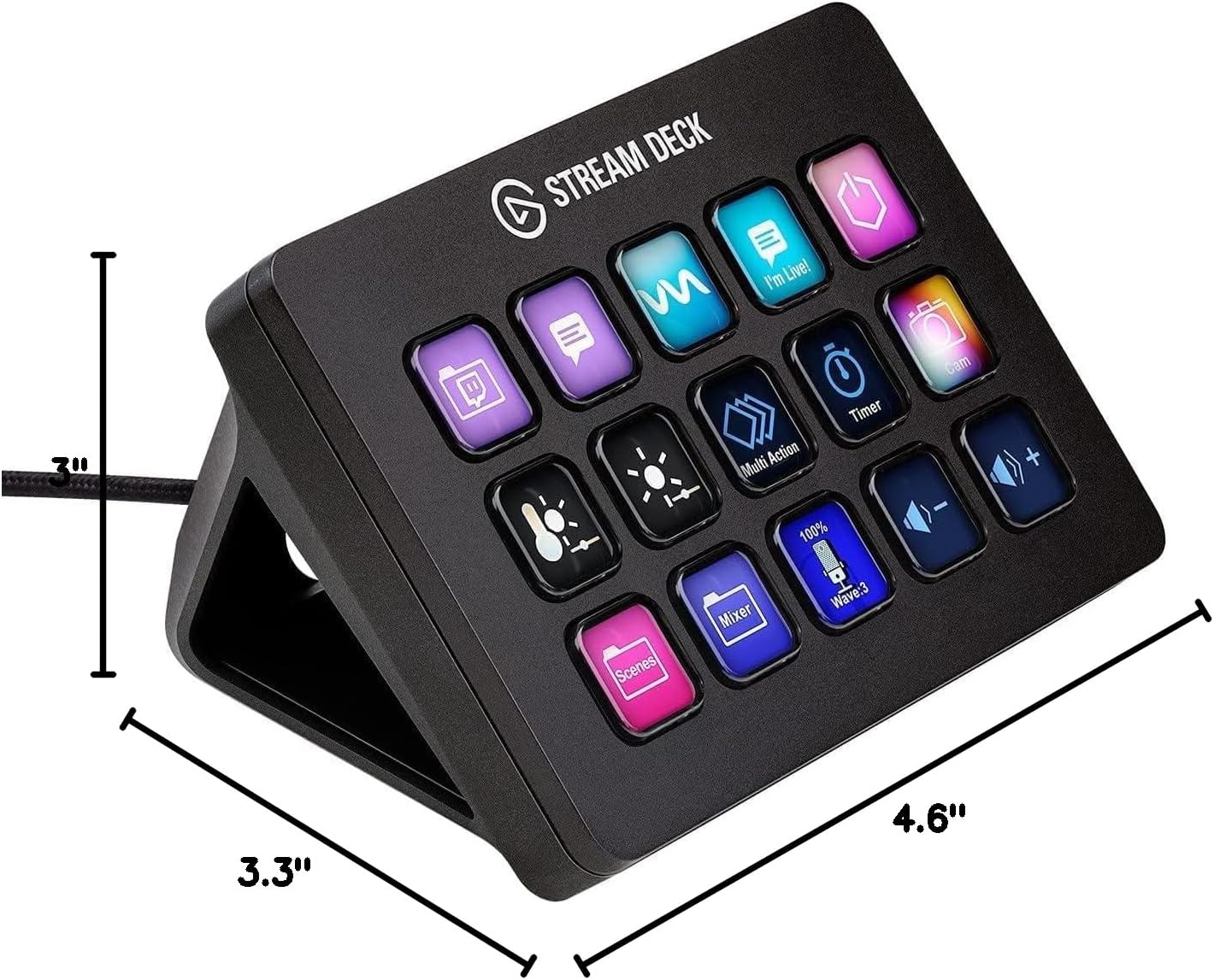 Stream Deck MK.2 – Studio Controller, 15 Macro Keys, Trigger Actions in Apps and Software like OBS, Twitch, Youtube and More, Works with Mac and PC