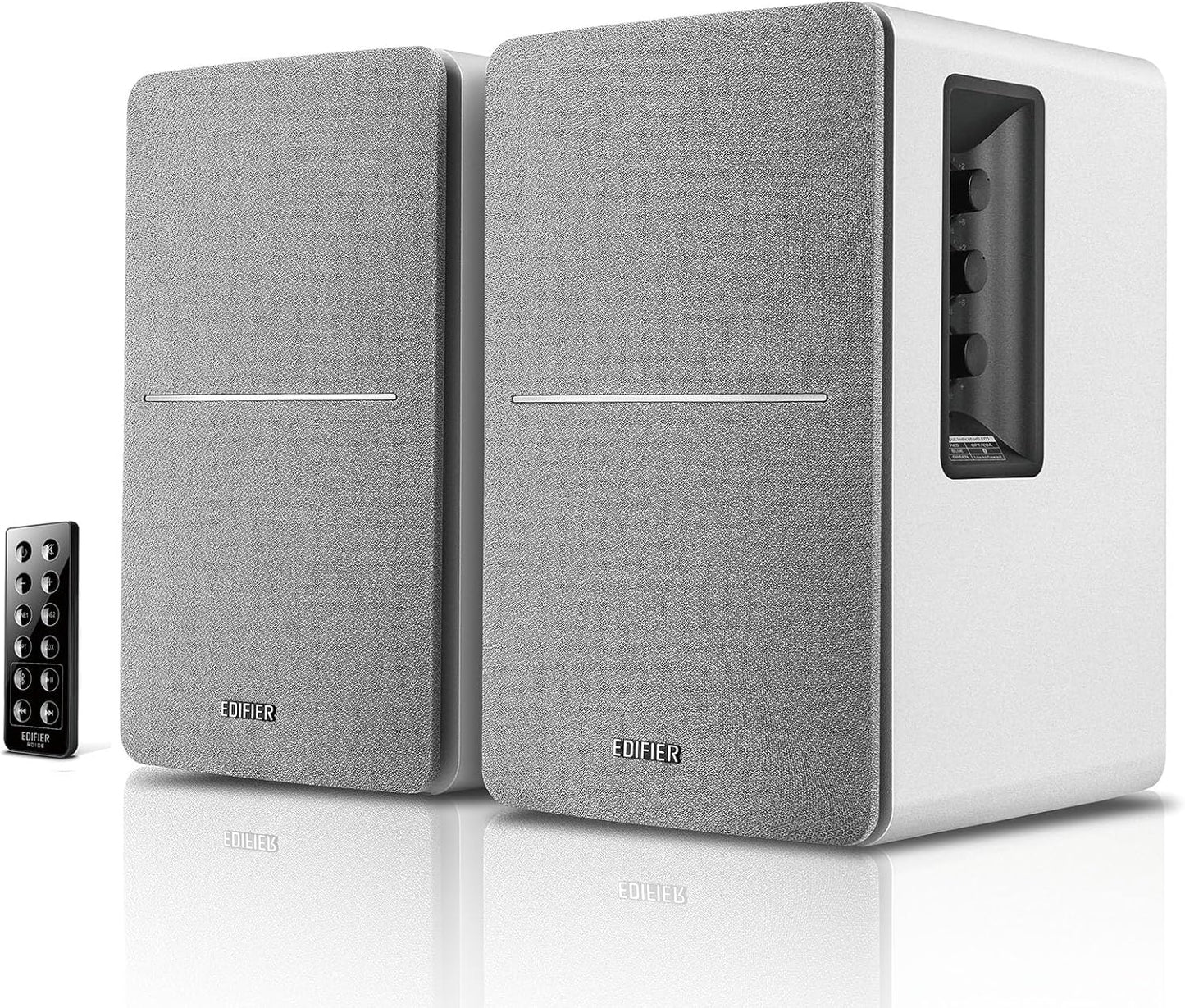 R1280DB Powered Bluetooth Bookshelf Speakers - Optical Input - Wireless Studio Monitors - 4 Inch near Field Speaker - 42W RMS - Wood Grain
