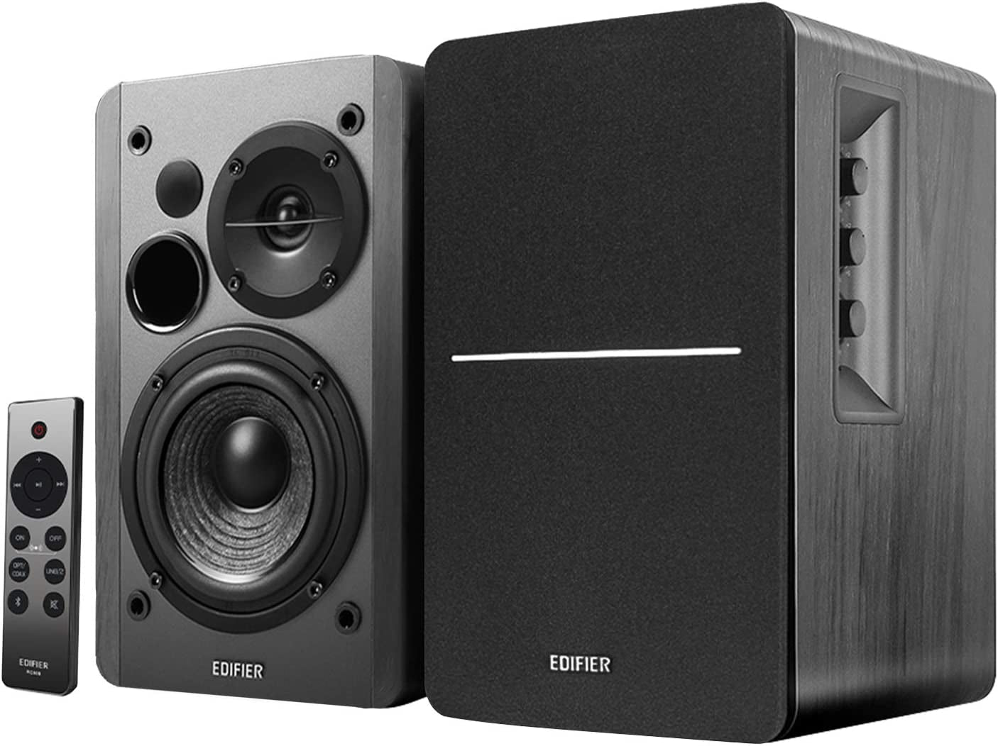 R1280Dbs Active Bluetooth Bookshelf Speakers - Optical Input - 2.0 Wireless Studio Monitor Speaker - 42W RMS with Subwoofer Line Out - Black