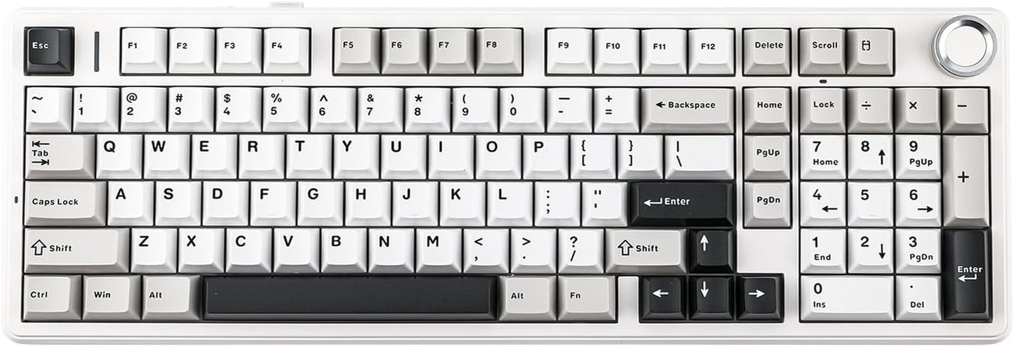 Aula F99 PRO 96% Mechanical Gaming Keyboard, Bt5.0/Usb-C/2.4Ghz Wireless, Hot Swappable Gasket Custom Keyboard with 8000Mah Battery, Rotary Knob, RGB Backlit for Win/Mac (Grey)