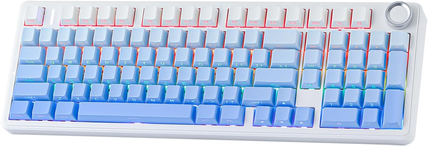 Aula F99 PRO 96% Mechanical Gaming Keyboard, Bt5.0/Usb-C/2.4Ghz Wireless, Hot Swappable Gasket Custom Keyboard with 8000Mah Battery, Rotary Knob, RGB Backlit for Win/Mac (Grey)