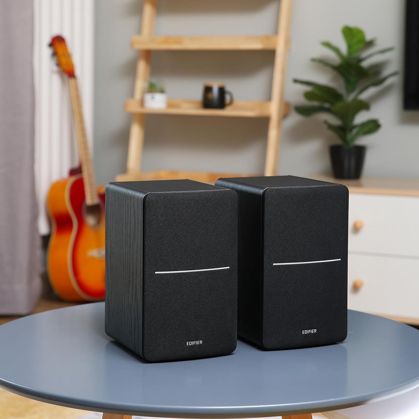R1280Dbs Active Bluetooth Bookshelf Speakers - Optical Input - 2.0 Wireless Studio Monitor Speaker - 42W RMS with Subwoofer Line Out - Black
