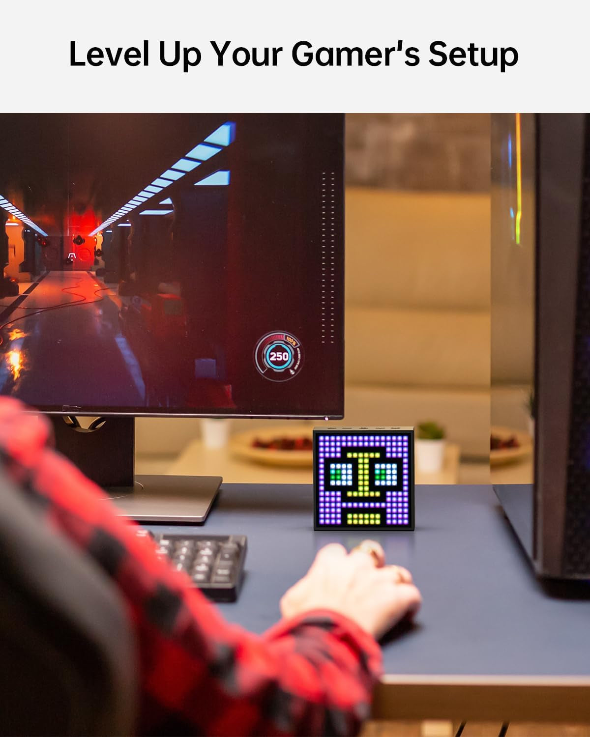 Timebox Evo -- Pixel Art Bluetooth Speaker with 16X16 LED Display APP Control - Cool Animation Frame & Gaming Room Setup & Bedside Alarm Clock- Black