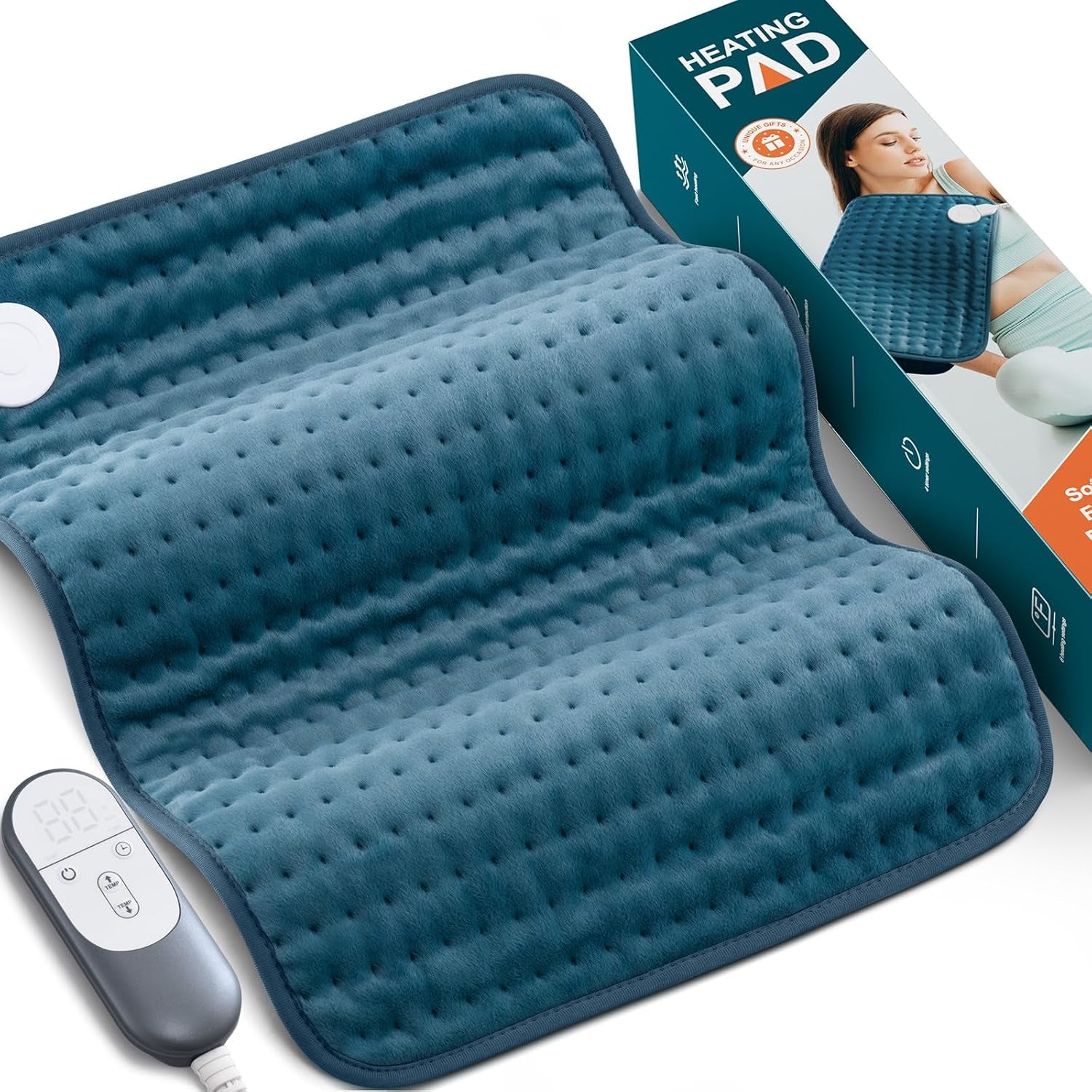 Heating Pad for Back, Neck, Shoulder, Cramps and Leg Pain Relief, Heat Pads Christmas Gifts for Women, Men, Mom, Dad, Auto-Off,Machine Washable,Moist Dry Heat Options,Extra Large 12"X24"