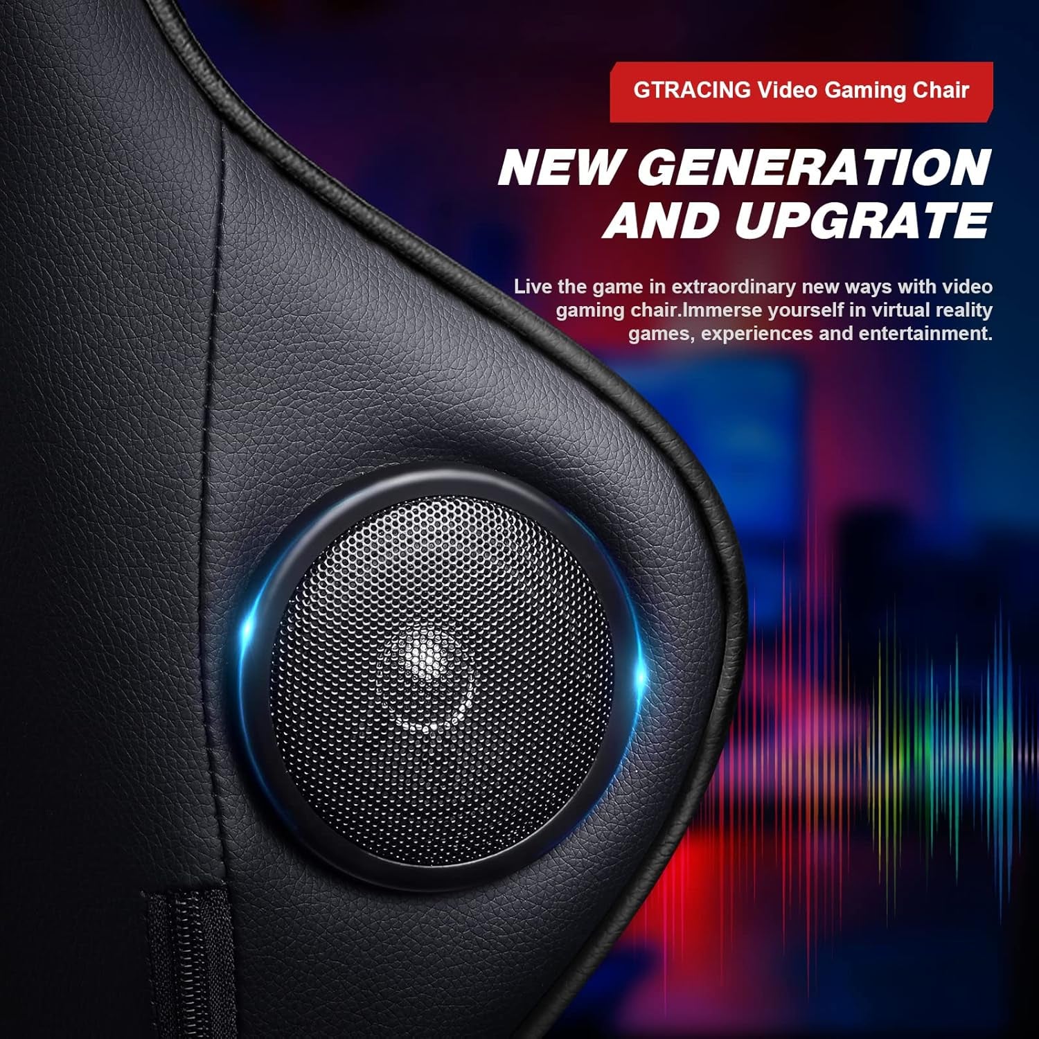 Gaming Chair with Footrest Speakers Video Game Chair Bluetooth Music Heavy Duty Ergonomic Computer Office Desk Chair