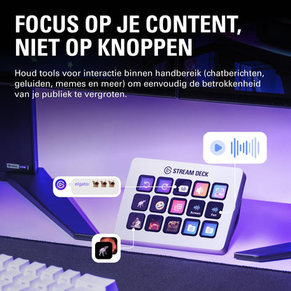Stream Deck MK.2 White – Studio Controller, 15 Macro Keys, Trigger Actions in Apps and Software like OBS, Twitch, ​Youtube and More, Works with Mac and PC