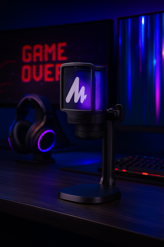 USB Gaming Microphone for PC, Noise Cancellation Condenser Mic with RGB Lights, Mute, Gain for Streaming, Recording, Podcast, Chat, Twitch, Youtube, Discord, Computer, PS5, PS4, Gamerwave