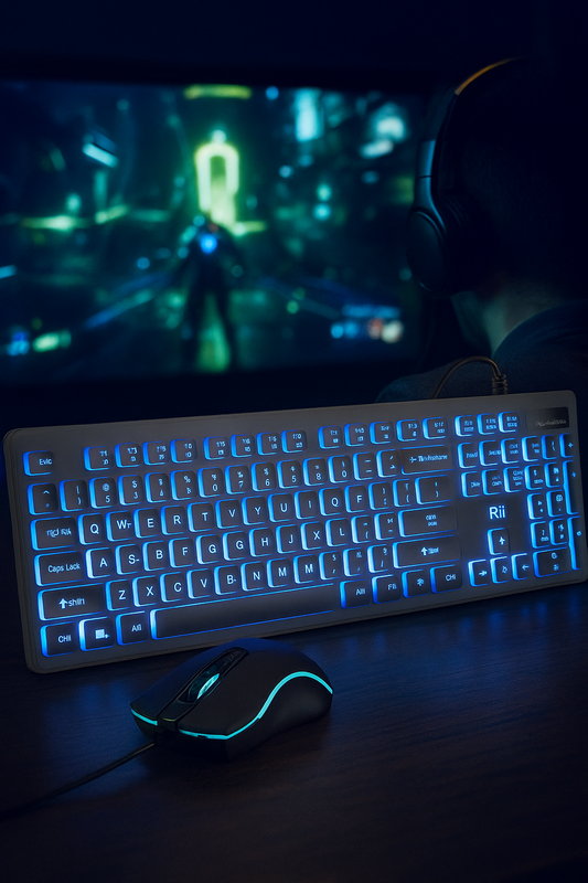 Three Colors Backlit Keyboard and Mouse, Wired Keyboard and Mouse Combo, USB Keyboard and Mouse Set,Quiet Input Gaming Keyboard,Optical RGB Mouse for School,Office,Business and Gaming