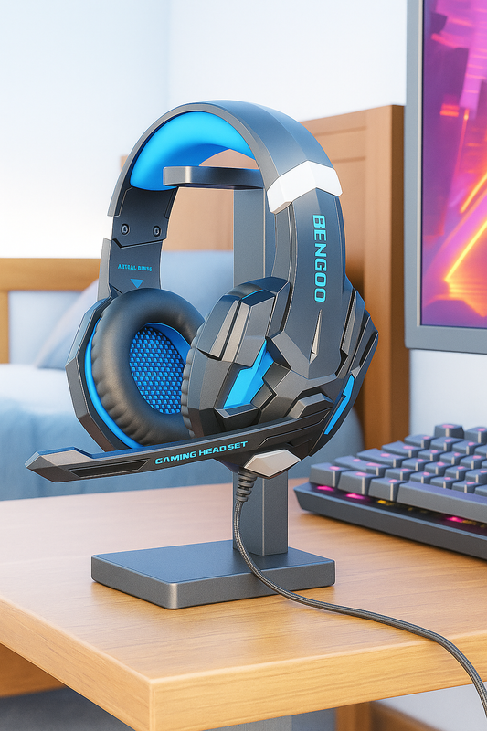 G9000 Stereo Gaming Headset for PS4 PC Xbox One PS5 Controller, Noise Cancelling over Ear Headphones with Mic, LED Light, 7.1 Surround Sound, Soft Memory Earmuffs for Nintendo Xbox Series X|S