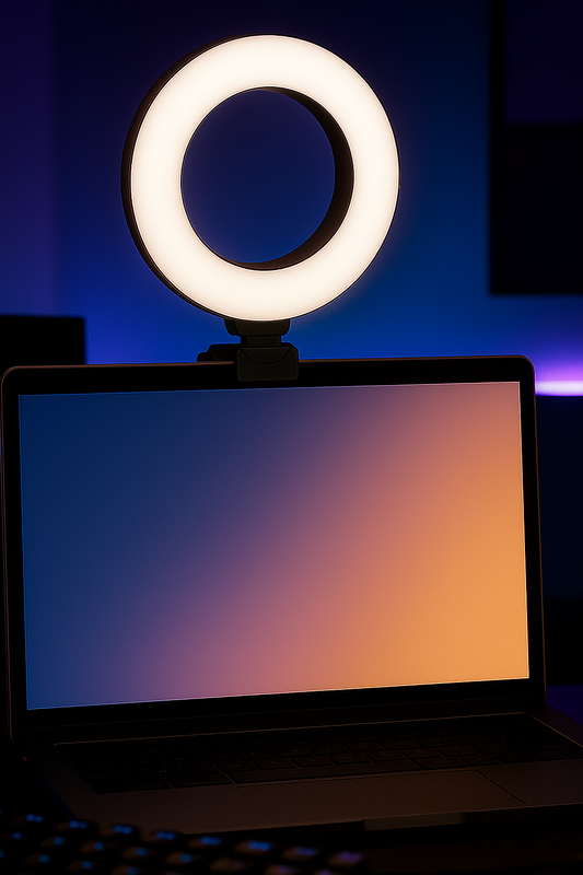 Video Conference Lighting Kit, Ring Light Clip on Laptop Monitor with 5 Dimmable Color & 5 Brightness Level for Webcam Lighting/Zoom Lighting/Remote Working/Self Broadcasting and Live Streaming, Etc.