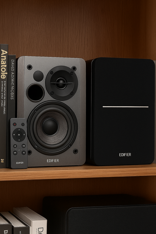 R1280Dbs Active Bluetooth Bookshelf Speakers - Optical Input - 2.0 Wireless Studio Monitor Speaker - 42W RMS with Subwoofer Line Out - Black