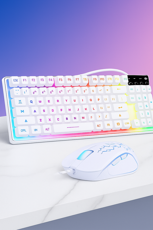 Gaming Keyboard and Mouse Combo, K1 RGB LED Backlit Keyboard with 104 Key for Pc/Laptop(White)