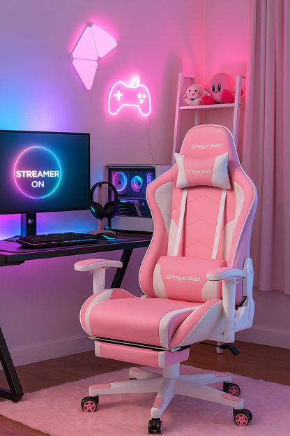 Gaming Chair with Footrest Speakers Video Game Chair Bluetooth Music Heavy Duty Ergonomic Computer Office Desk Chair
