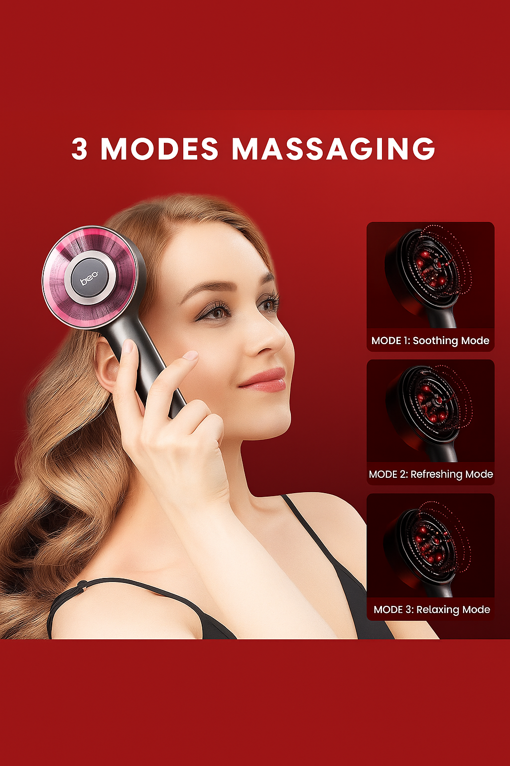 Scalp 3L Laser Hair Growth Comb with 650Nm Infrared Technology, 360° Scalp Massager, Waterproof Design, Effective Scalp Stimulation and Hair Regrowth