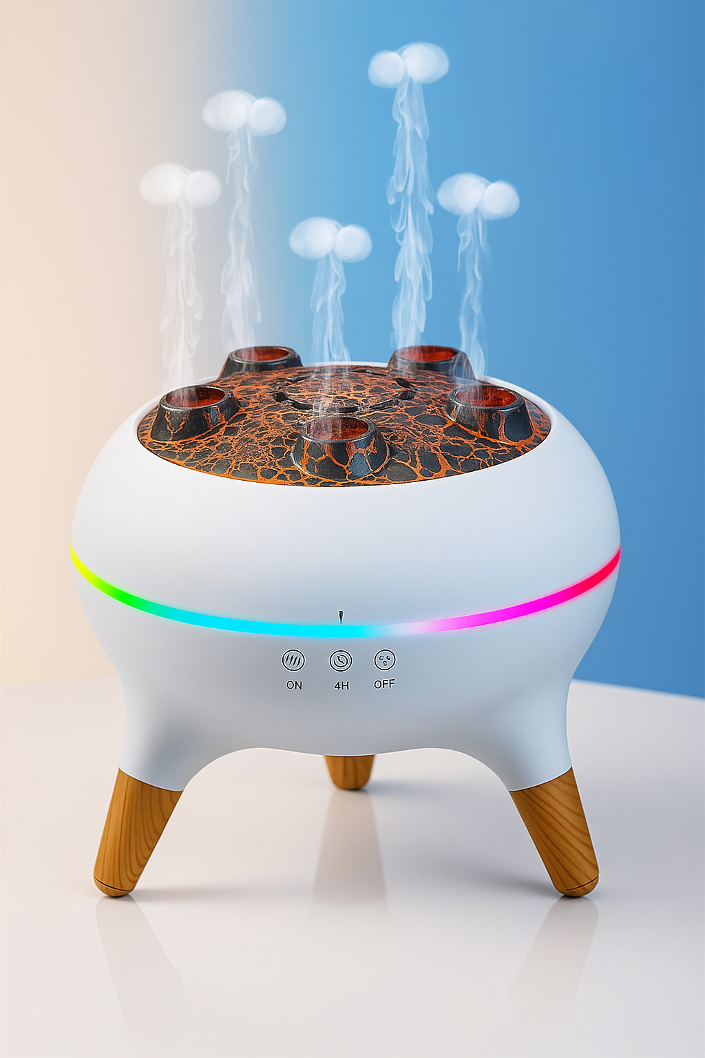 Essential Oil Diffuser 250Ml,Jellyfish Diffuser Volcano Diffuser Air Humidifiers Dynamic Sound Pickup Ultrasonic Aromatherapy Remote Control 7-Color Lights for Home Bedroom Office Hotel(White)