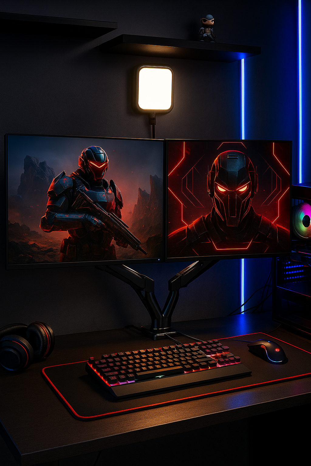 Dual Monitor Stand - Full Adjustable Monitor Desk Mount Swivel Vesa Bracket with C Clamp, Grommet Mounting Base for 13 to 32 Inch Computer Screens - Each Arm Holds 4.4 to 19.8Lbs