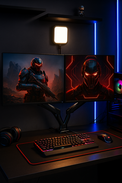 Dual Monitor Stand - Full Adjustable Monitor Desk Mount Swivel Vesa Bracket with C Clamp, Grommet Mounting Base for 13 to 32 Inch Computer Screens - Each Arm Holds 4.4 to 19.8Lbs