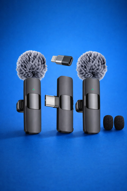 ProClip™ Wireless Lavalier Mic (2-Pack) – Studio-Quality Sound for iPhone & Android Creators