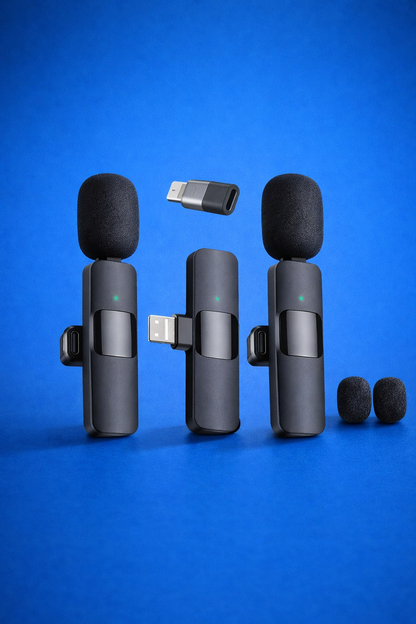 ProClip™ Wireless Lavalier Mic (2-Pack) – Studio-Quality Sound for iPhone & Android Creators