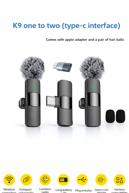 ProClip™ Wireless Lavalier Mic (2-Pack) – Studio-Quality Sound for iPhone & Android Creators