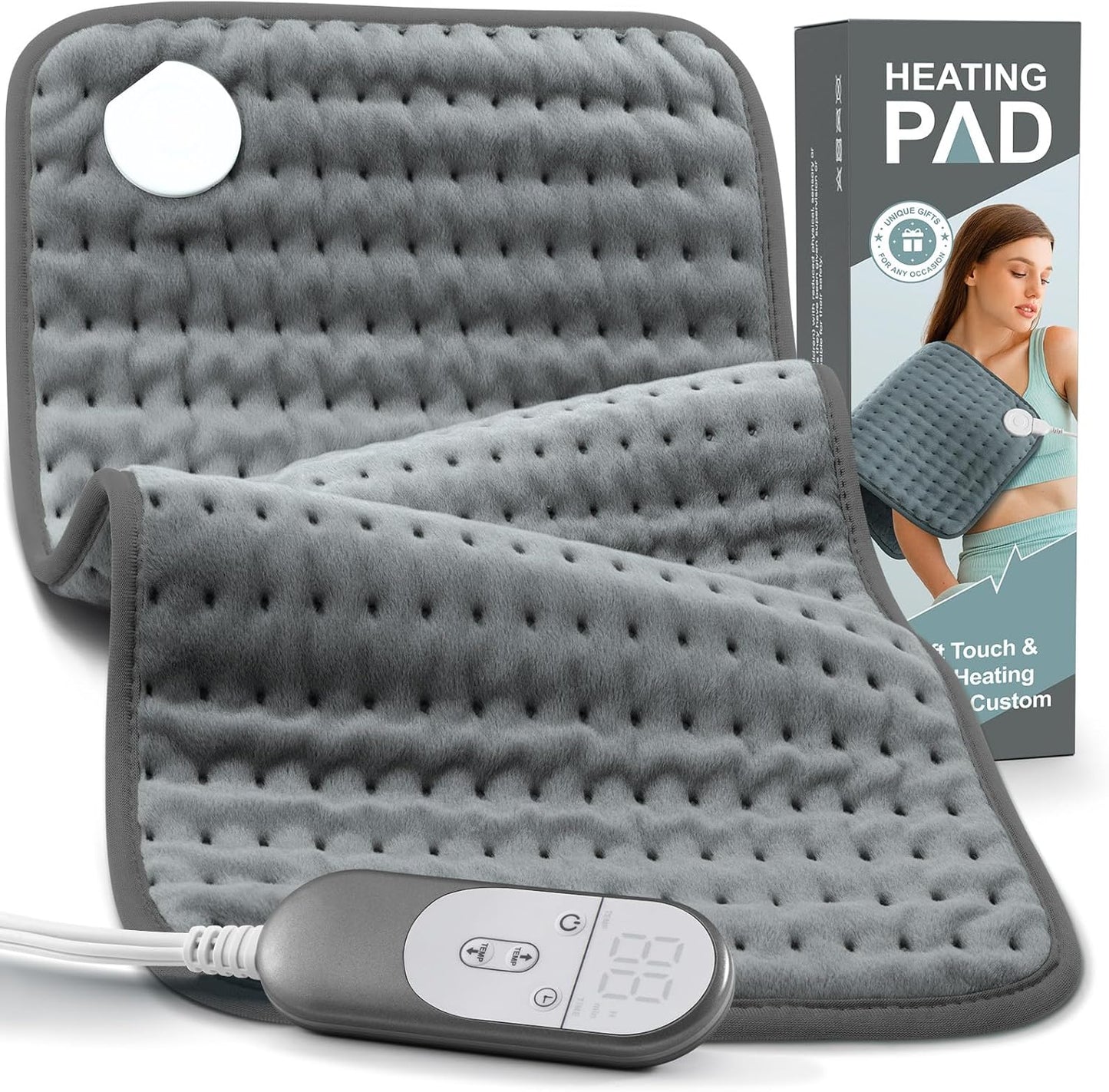 Heating Pad for Back, Neck, Shoulder, Cramps and Leg Pain Relief, Heat Pads Christmas Gifts for Women, Men, Mom, Dad, Auto-Off,Machine Washable,Moist Dry Heat Options,Extra Large 12"X24"