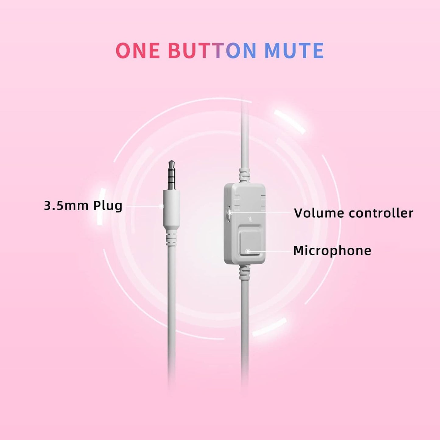 G951S Pink Stereo Gaming Headset with Mic for PS4, Xbox One, PC, Mobile Phone, 3.5MM Sound Detachable Cat Ear Headphones Lightweight Self-Adjusting over Ear Headphones for Women
