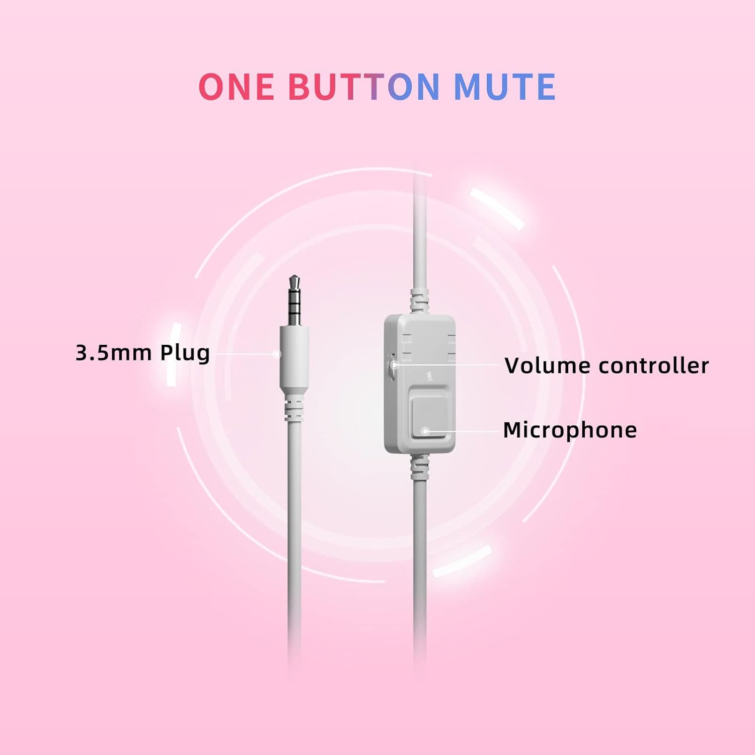 G951S Pink Stereo Gaming Headset with Mic for PS4, Xbox One, PC, Mobile Phone, 3.5MM Sound Detachable Cat Ear Headphones Lightweight Self-Adjusting over Ear Headphones for Women