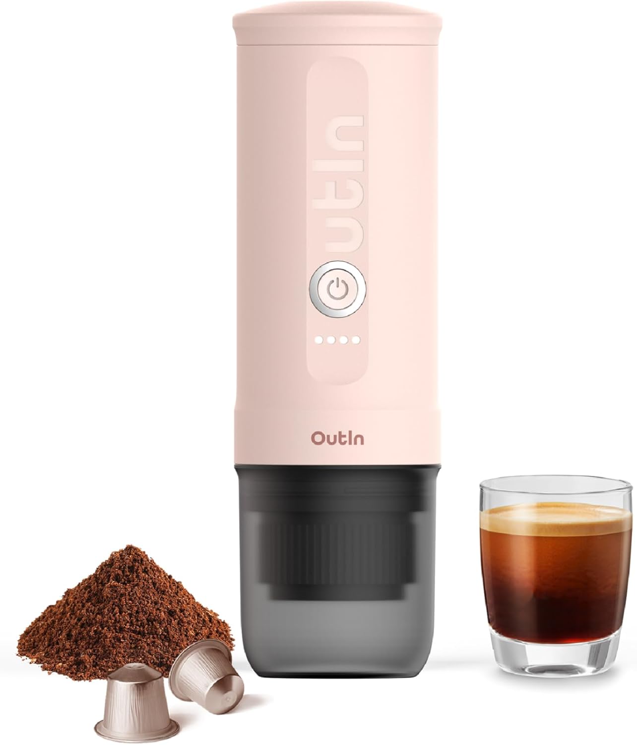 Nano Portable Electric Espresso Machine, Travel Coffee Maker for Camping, Car Coffee Maker Self-Heating with USB-C, with Ground Coffee & NS Capsule for RV, Hiking, Office