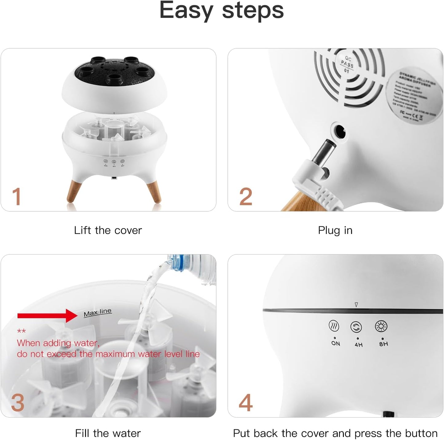 Essential Oil Diffuser 250Ml,Jellyfish Diffuser Volcano Diffuser Air Humidifiers Dynamic Sound Pickup Ultrasonic Aromatherapy Remote Control 7-Color Lights for Home Bedroom Office Hotel(White)