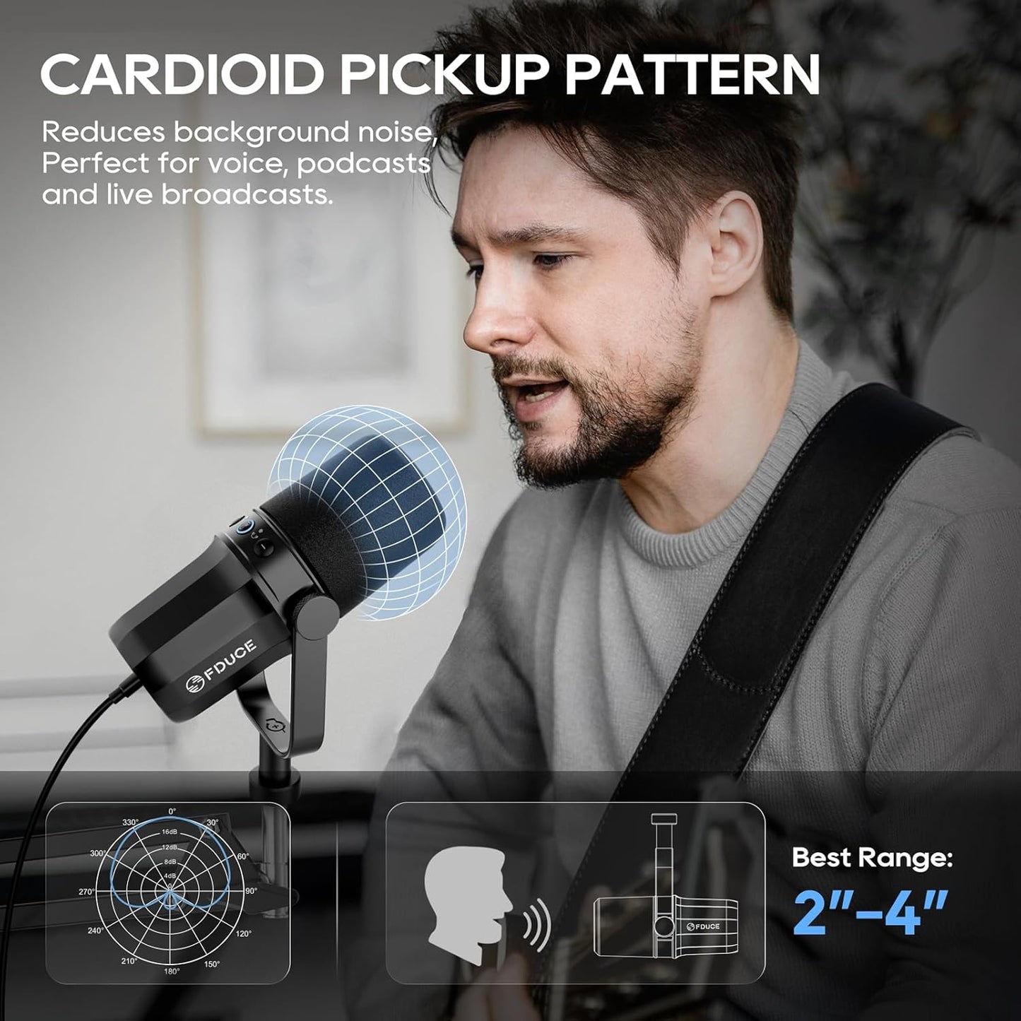 Dynamic Microphone, XLR/USB Podcast Recording PC Microphone for Vocal Voice-Over Streaming, Studio Metal Mic with Mute, Headphone Jack, Monitoring Volume Control, with Boom Arm (SL40+)