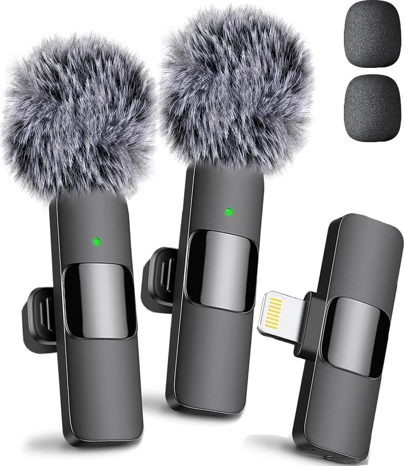 (Latest Model) - Wireless Mini Microphone for Iphone, Ipad, Android - 2 Pack Lavalier Microphone for Video Recording - Iphone Mic Crystal Clear Recording with USB-C for Content Creators