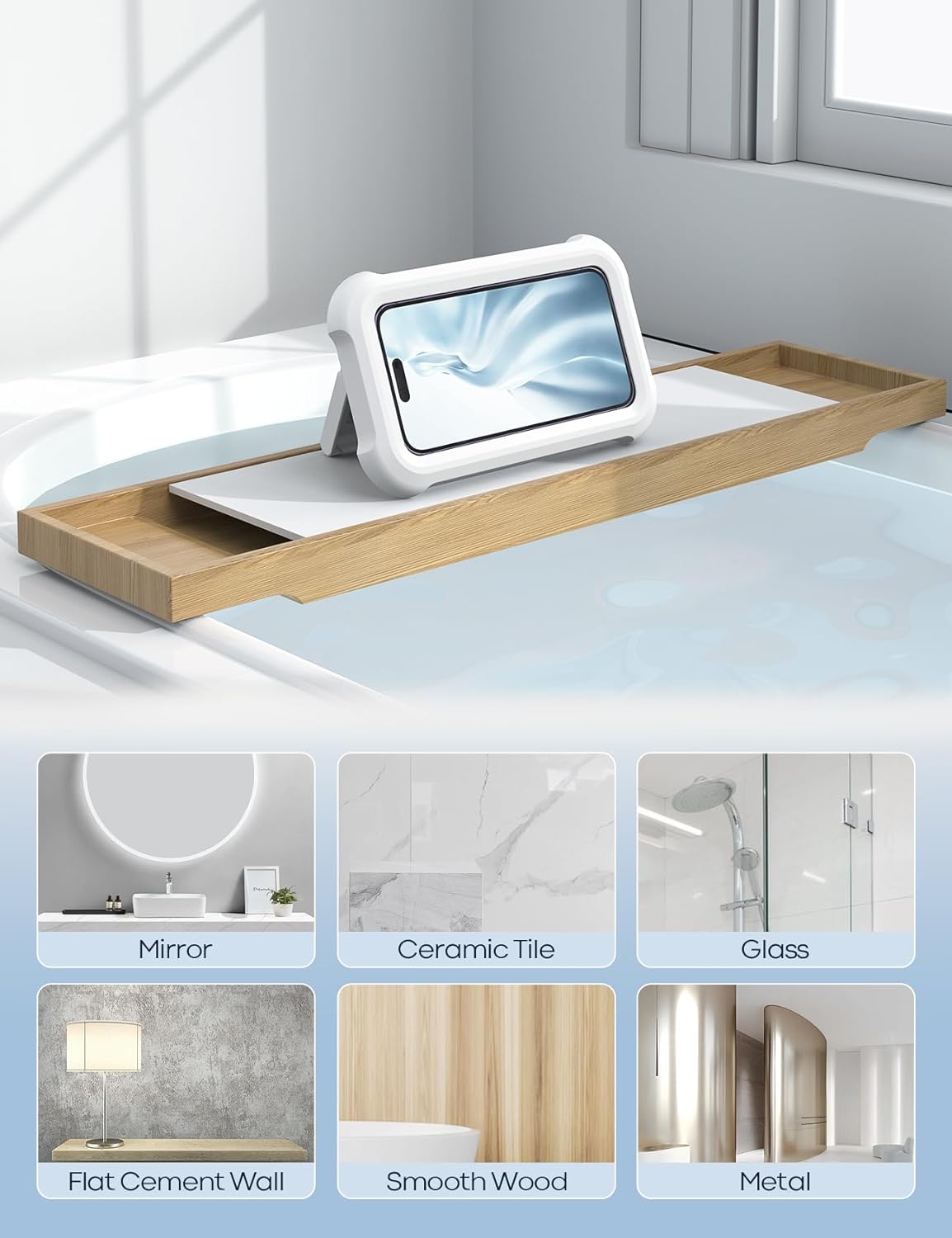 Shower Phone Holder Waterproof - 480° Rotatable Retractable Adjustable Shower Iphone Case Holder, Bathroom Wall Phone Mount Stand Water Proof anti Fog Case, Accessories for 4-7" Cellphones
