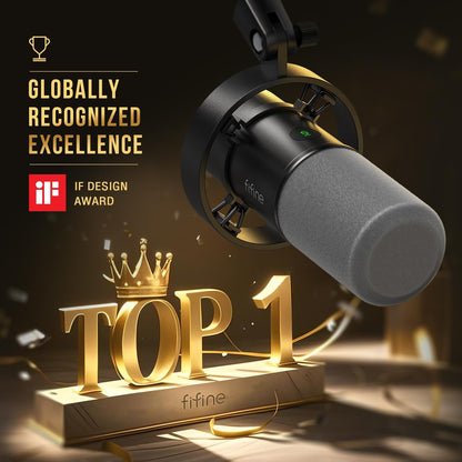 K688 Podcast Microphone Kit, USB/XLR Dynamic Microphone with Boom Arm for PC/XLR Mixer, Gaming Mic with Mute Button, Headphone Jack for Vocal, Voice-Over, Streaming, Music Recording -K688CT