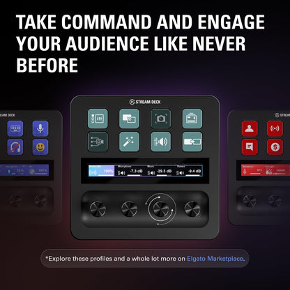 Stream Deck +, Audio Mixer, Production Console and Studio Controller for Content Creators, Streaming, Gaming, with Customizable Touch Strip Dials and LCD Keys, Works with Mac and PC