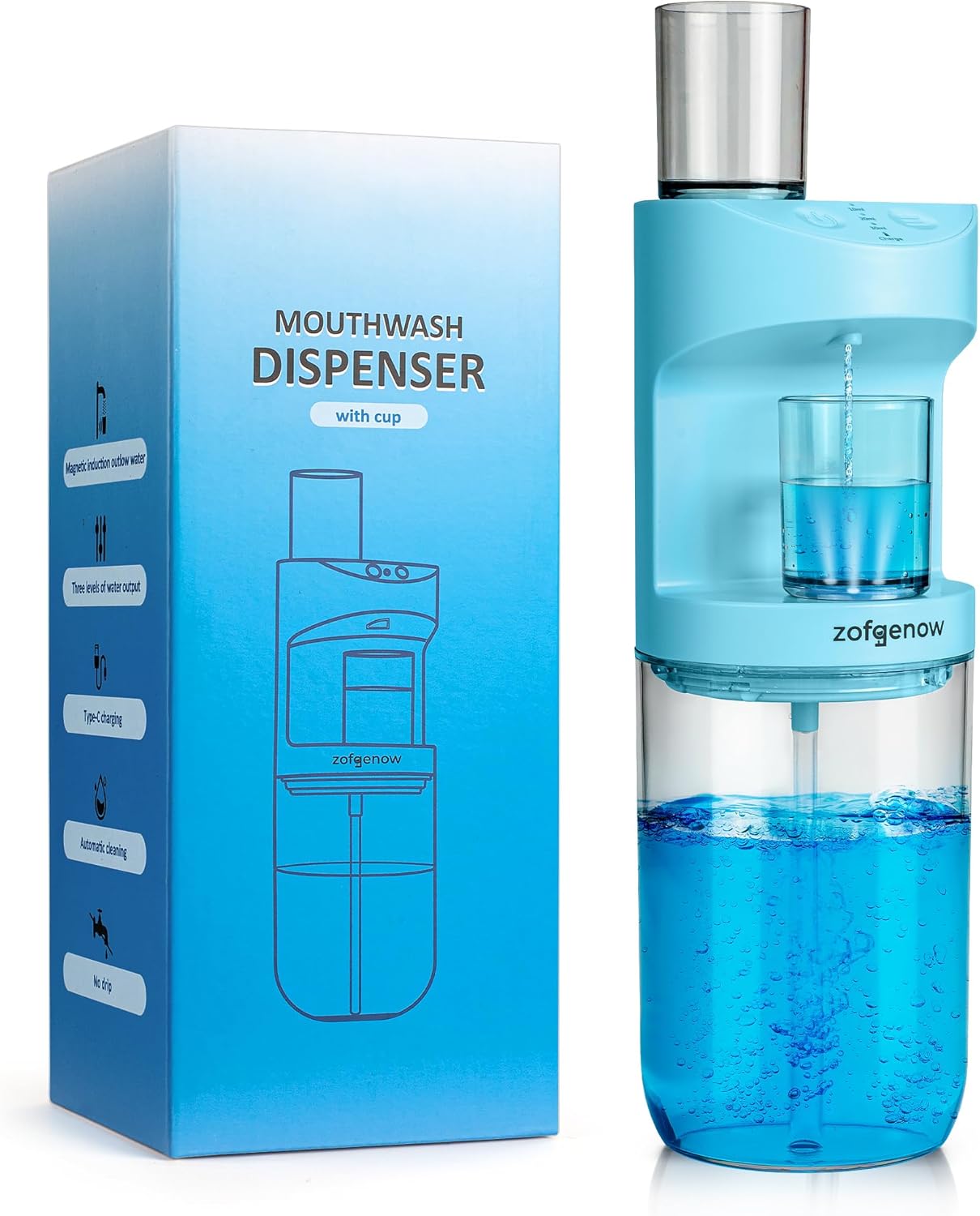 Automatic Mouthwash Dispenser for Bathroom,Bathroom Accessories 19.4 Fl Oz Dispensers with Magnetic Cups,Wall Mounted Dispenser,Suitable for All Age Groups,White